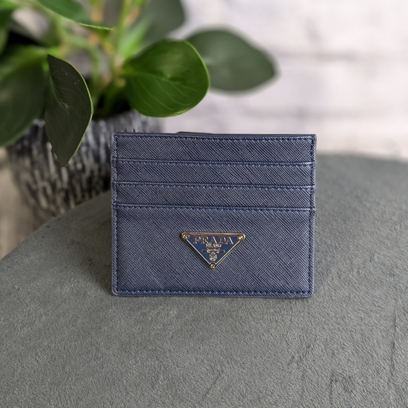Prada front pocket wallet card case, navy blue - Picture 1 of 14